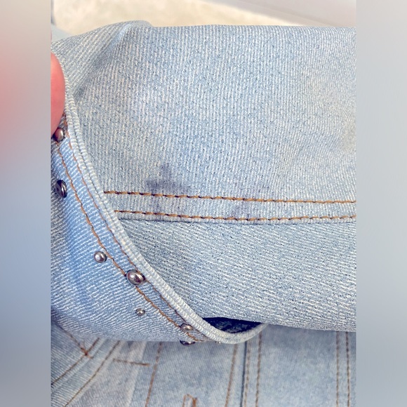 STUDDED BIKERS DREAM APPAREL DENIM Metal Hardware 100% LEATHER MOTORCYCLE JACKET - Picture 6 of 14